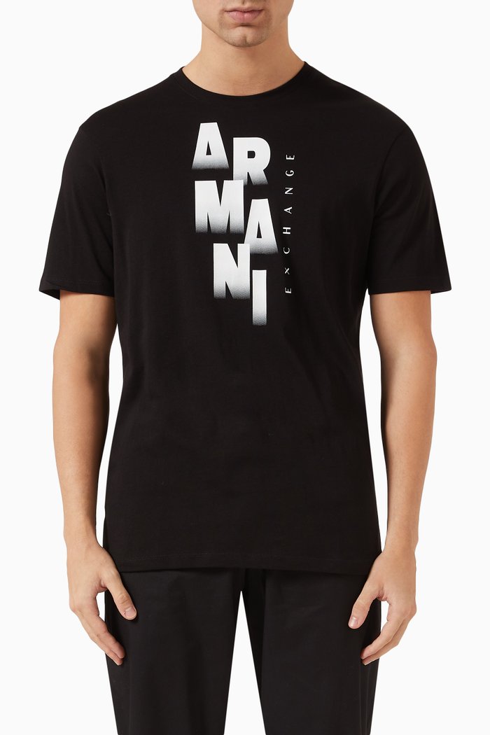 

Graphic Logo Print T-shirt in Cotton Jersey, Black