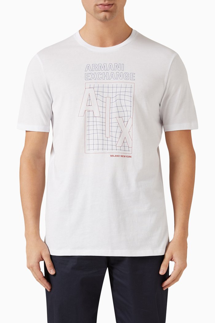 

Graphic Logo Print T-shirt in Cotton Jersey, White