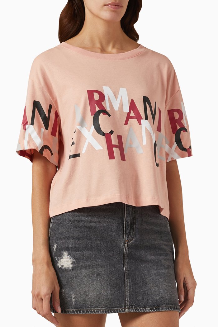 Logo Crop Top in Jersey, Pink