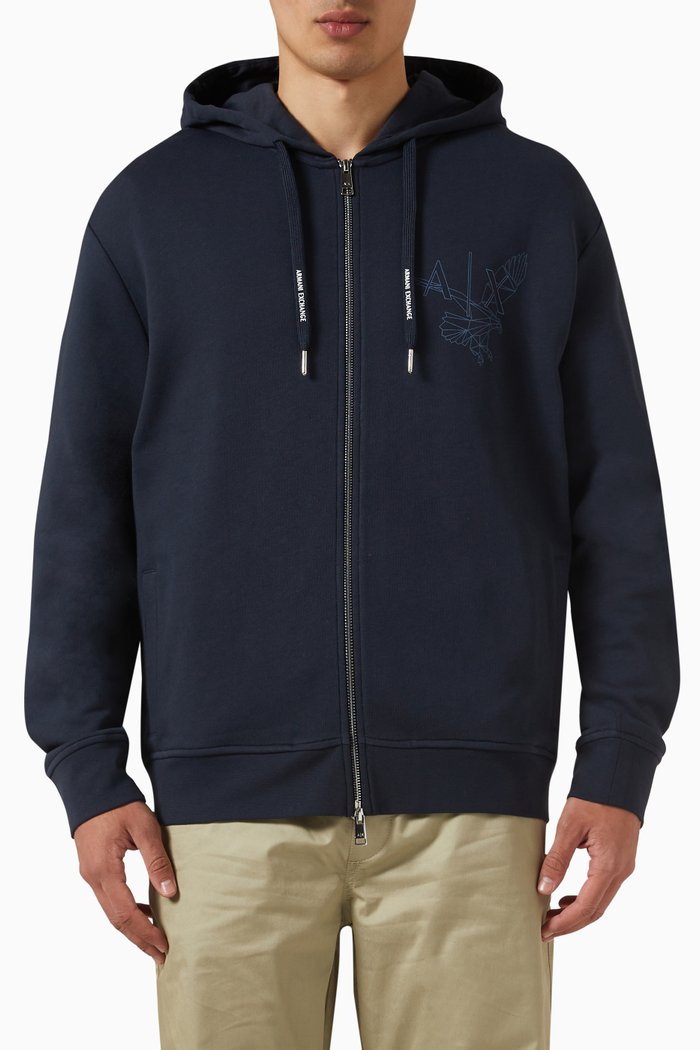 Logo Hoodie in Fleece, Blue