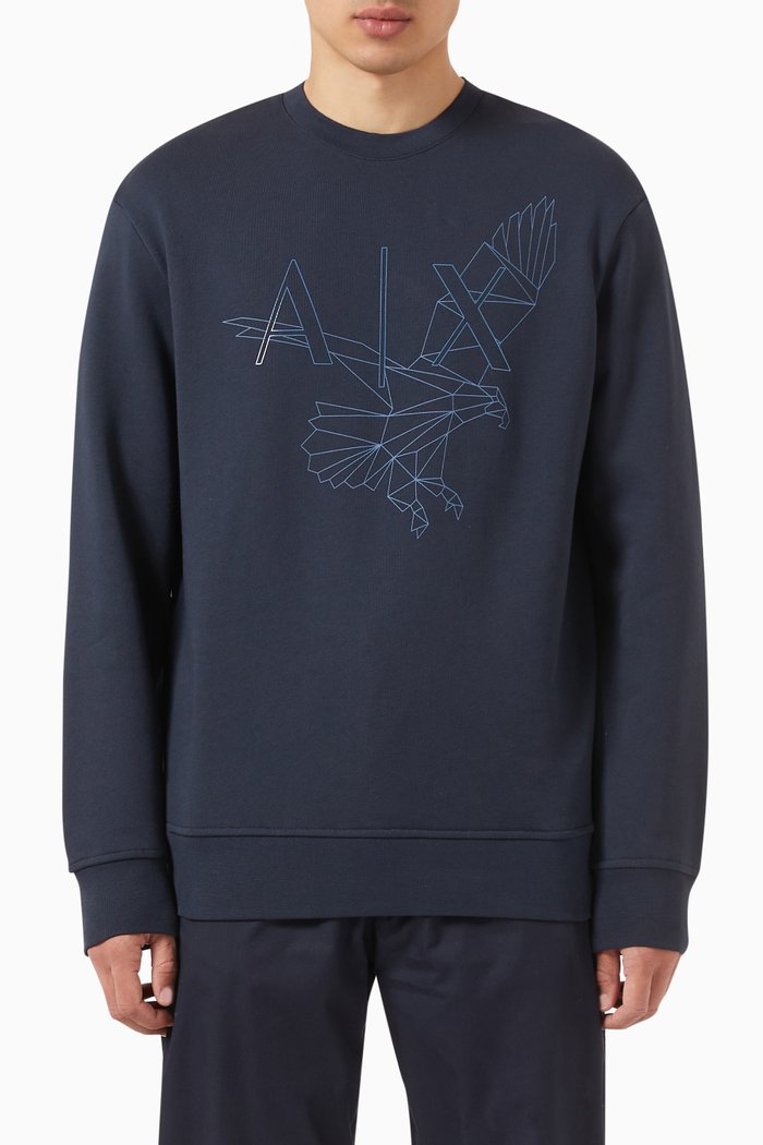

Eagle Logo Sweatshirt in Organic Cotton, Blue