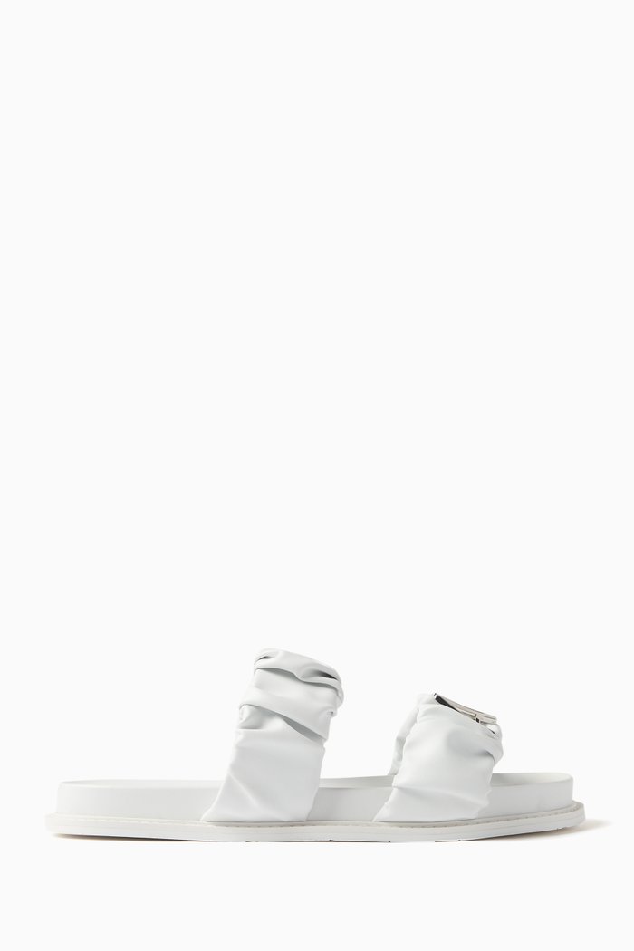 

Aretha AX Logo Slides in Faux Leather, White