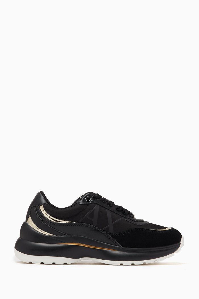 

AX Metallic Low-top Sneakers in Leather, Black