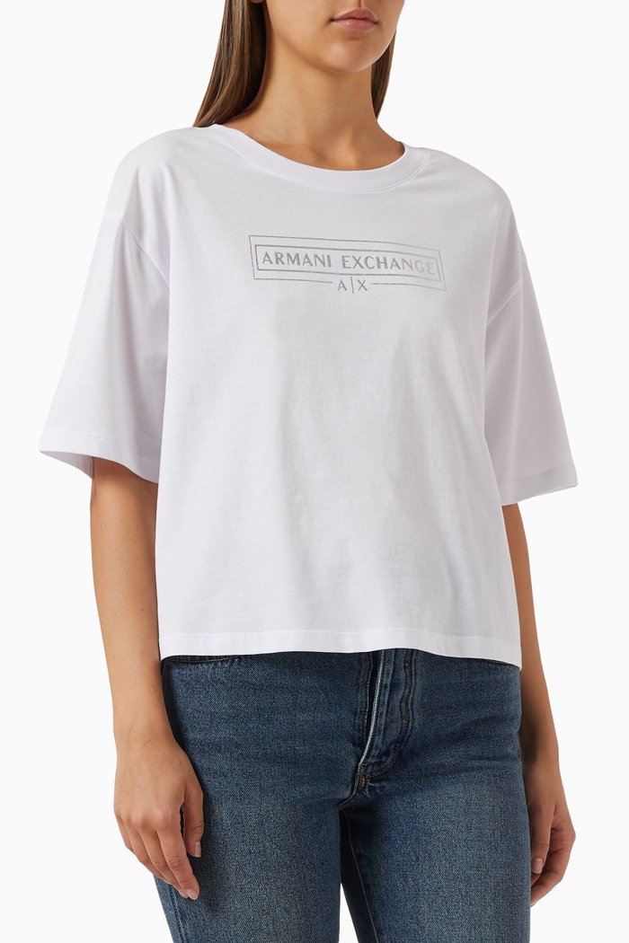 

Foil Logo Cropped T-shirt in Cotton Jersey, White