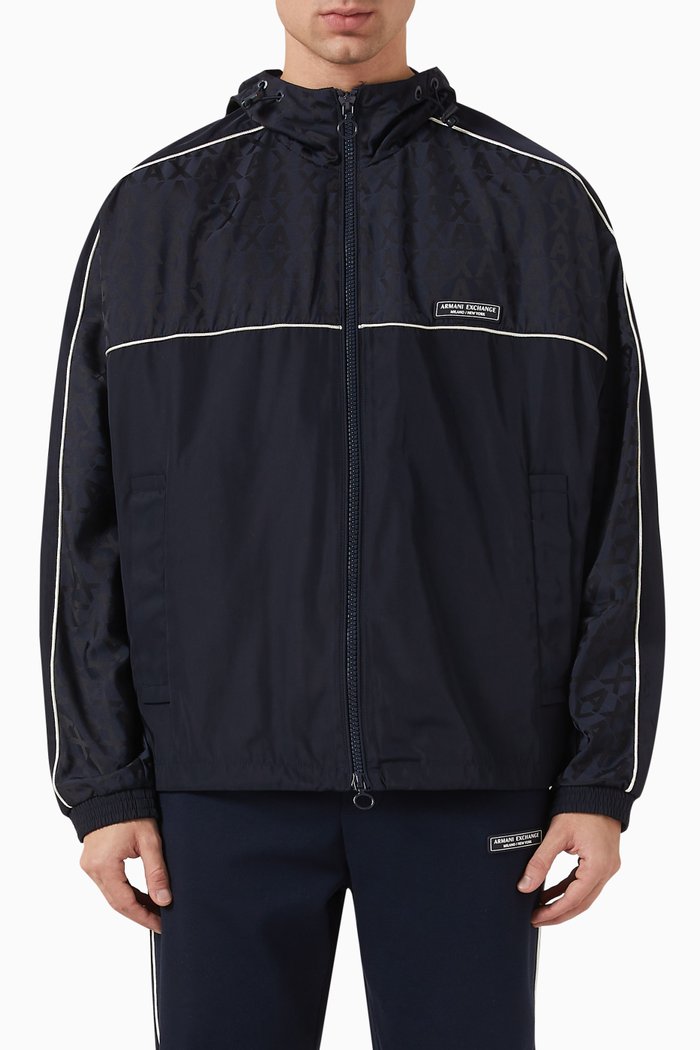 

Blouson Hooded Jacket in Nylon, Blue