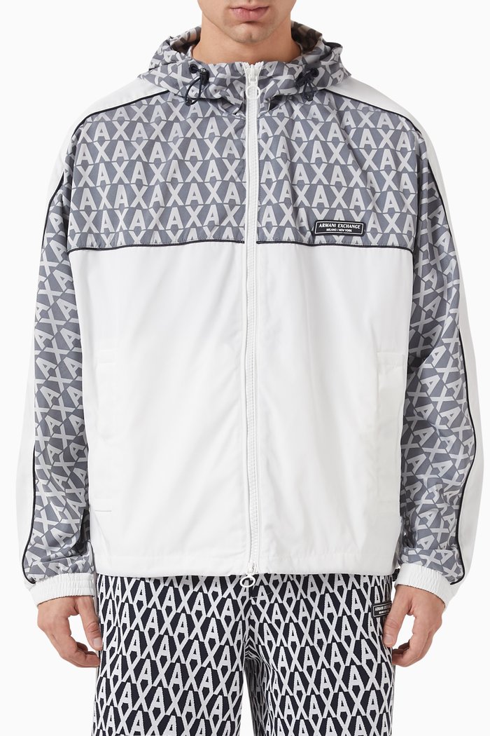 

Blouson Hooded Jacket in Nylon, White