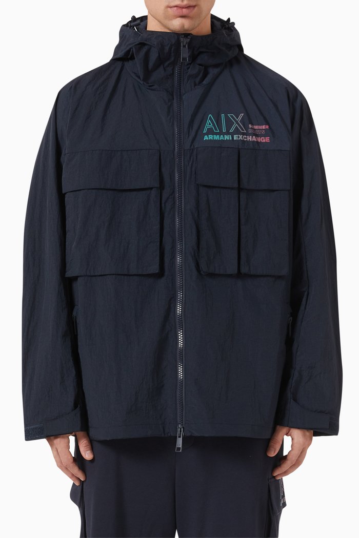 

Summer Beats Bomber Jacket in Nylon, Blue