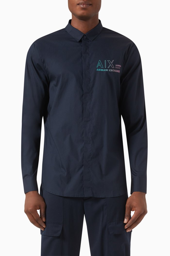 

Logo Shirt in Cotton, Blue