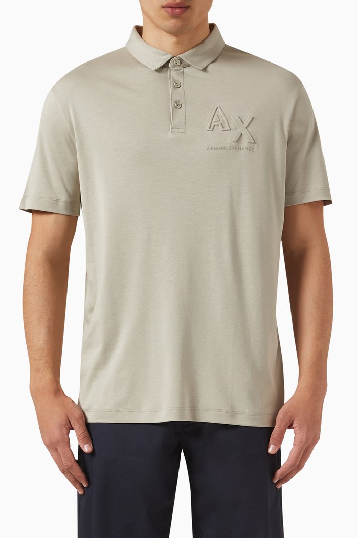 

Embossed Logo Polo Shirt in Cotton, Neutral
