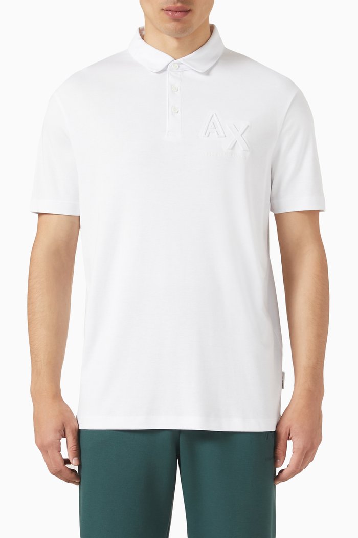 

Embossed Logo Polo Shirt in Cotton, White