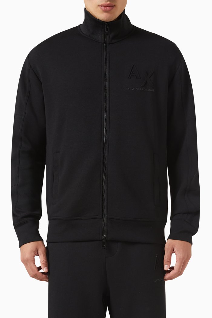 

Embossed Logo Sweatshirt in Cotton, Black