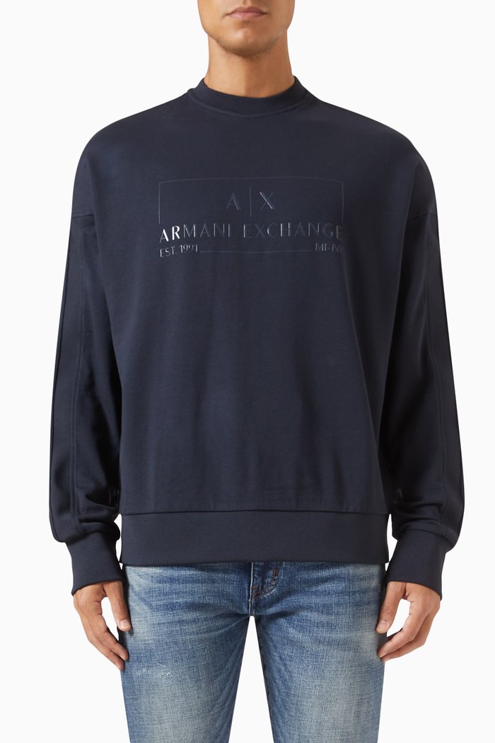 

Logo Print Sweatshirt in Cotton, Blue