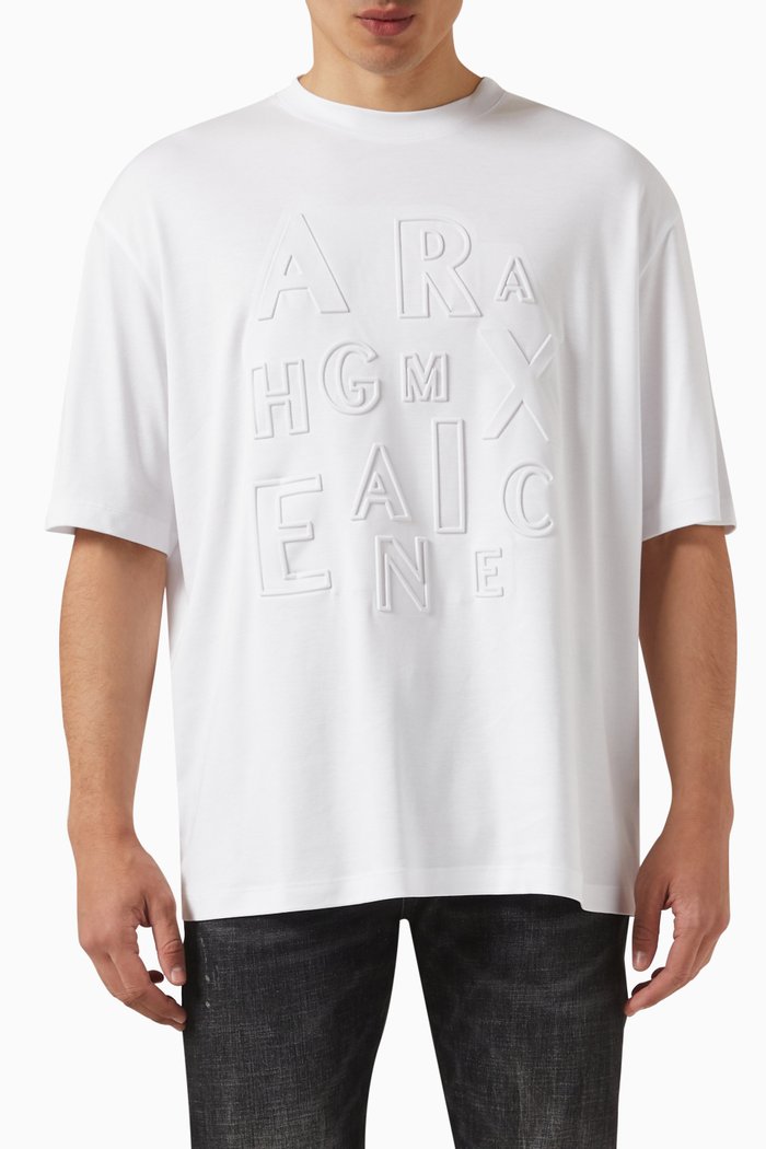 

Embossed Logo T-shirt in Cotton Jersey, White