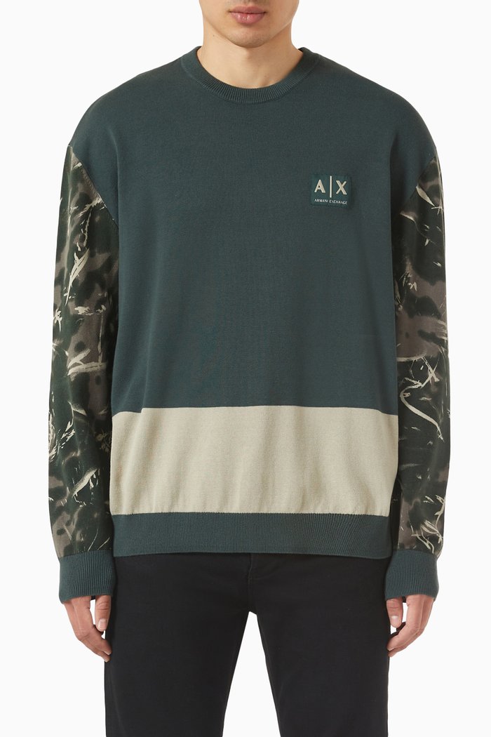 

Field Print Sweater in Knit, Green