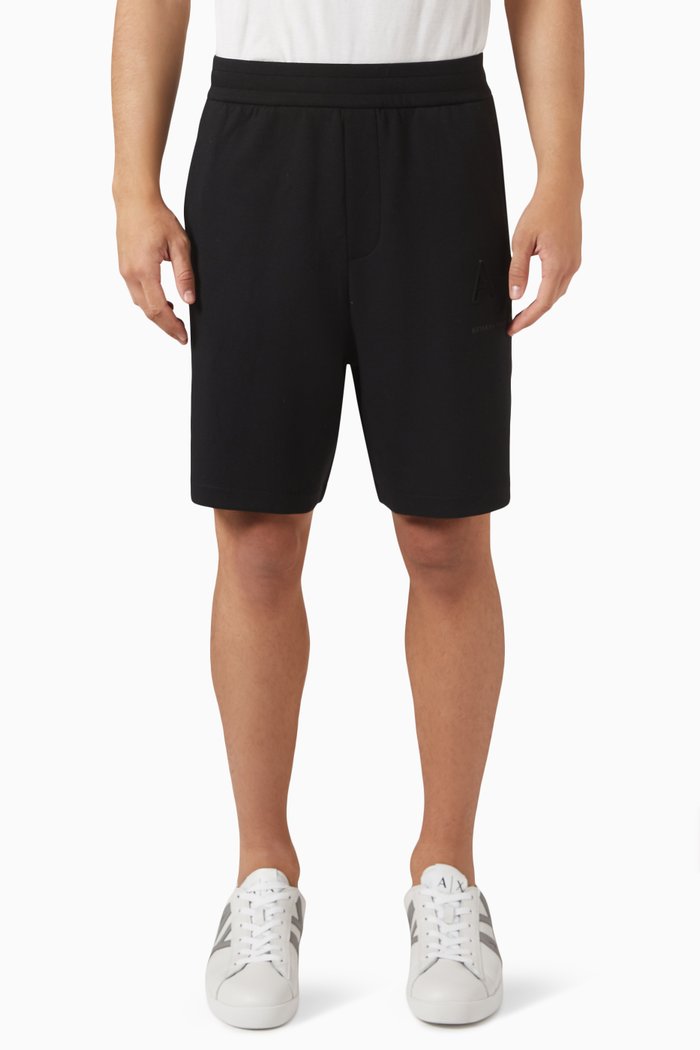 

Embossed Logo Shorts in Cotton, Black