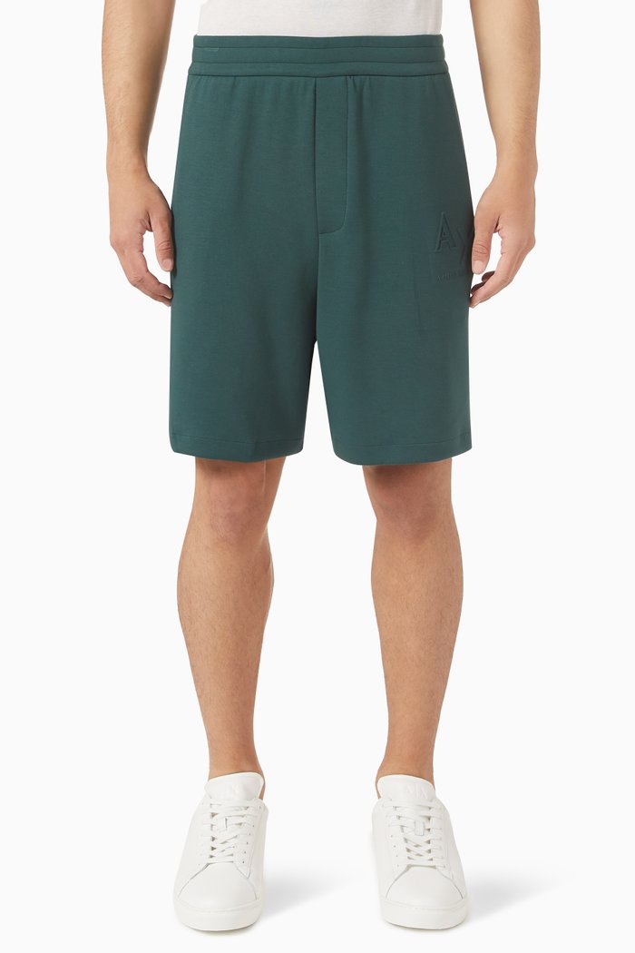 

Embossed Logo Shorts in Cotton, Green