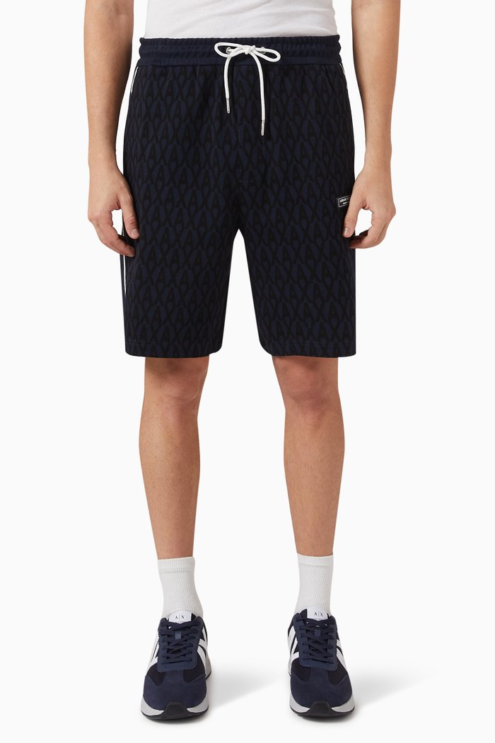 

All-over Logo Sweatshorts in Cotton Blend, Blue