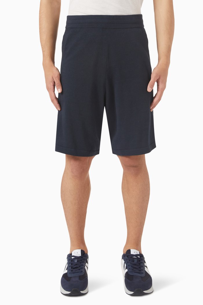

Logo Shorts in Cotton Blend Knit, Blue
