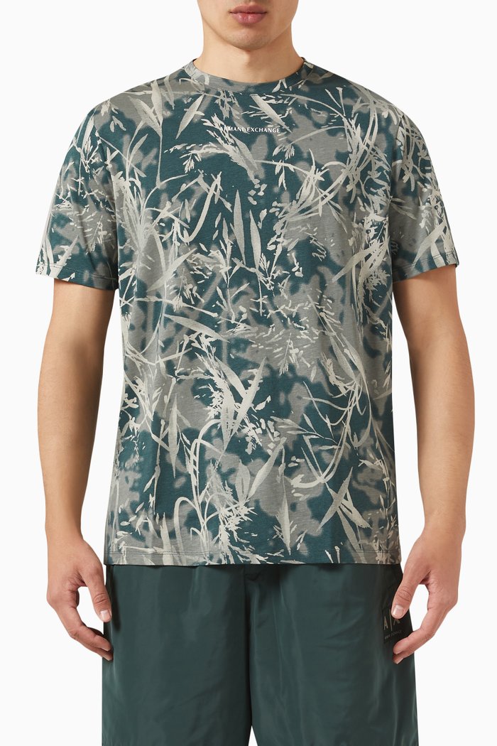 

Printed T-shirt in Cotton Jersey, Green