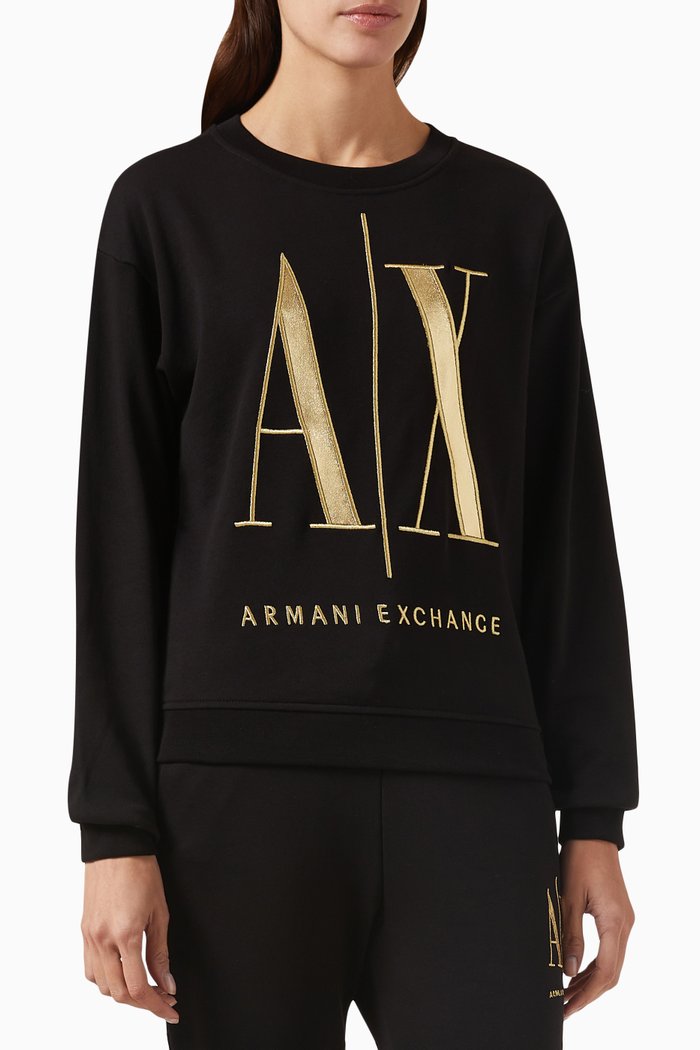 Icon Project Logo Sweatshirt in Fleece, Black