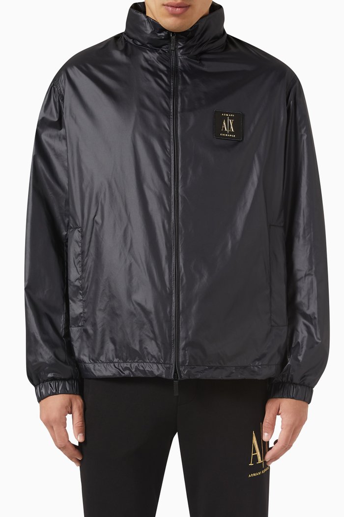 

AX Logo Jacket in Nylon, Black