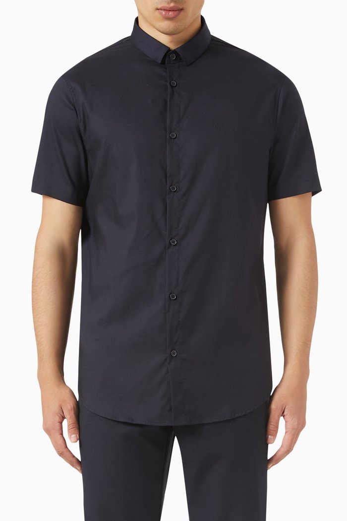

Slim Fit Logo Shirt in Cotton, Blue