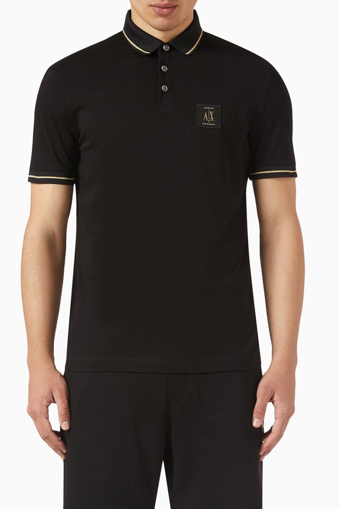 

Icon Logo Polo Shirt in Cotton, Black