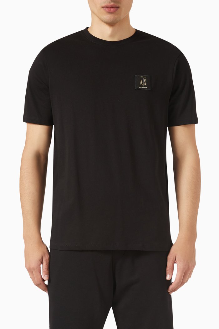 

Macro Logo Print T-shirt in Cotton Jersey, Black