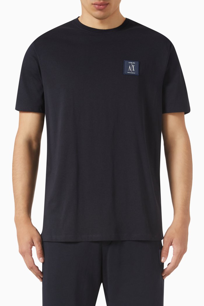

Macro Logo Print T-shirt in Cotton Jersey, Blue