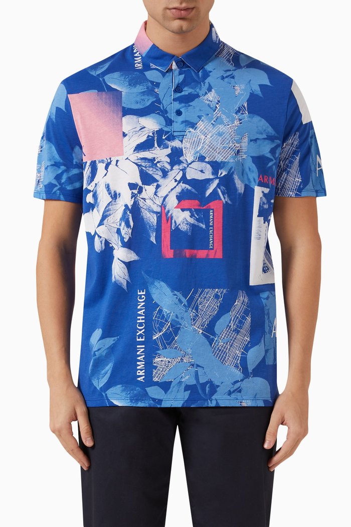 

Floral Print Polo Shirt in Cotton, Multicolour