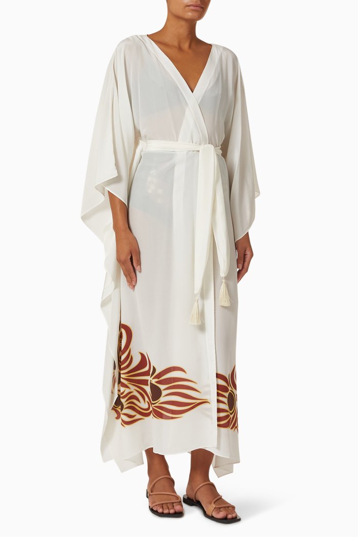 

Morena Open Kaftan in Silk Crepe de Chine, Neutral