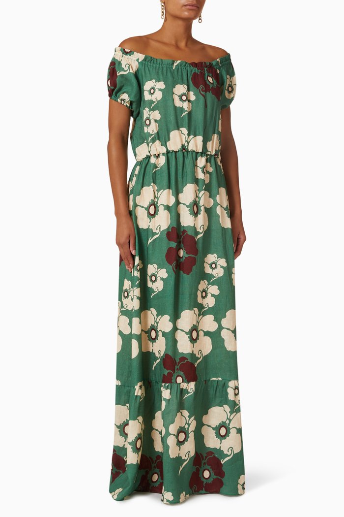 

Julia Maxi Dress in Linen, Green