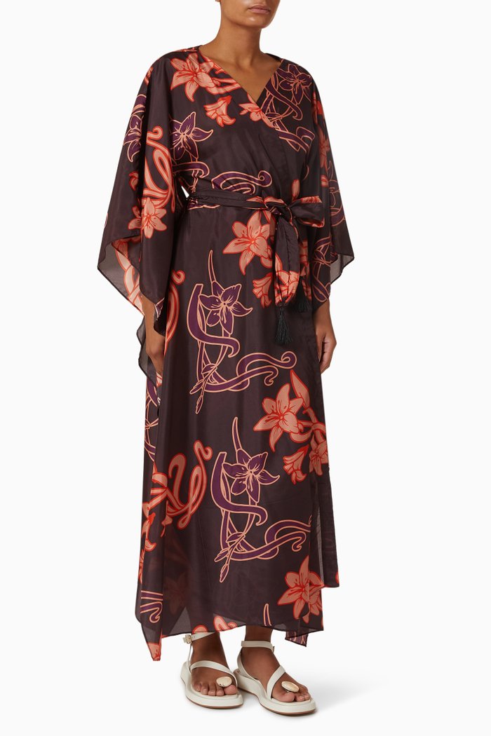 

Morena Open Kaftan in Silk, Purple