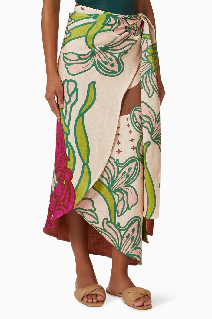 

Capurgana Reversible Skirt in Linen, Multicolour