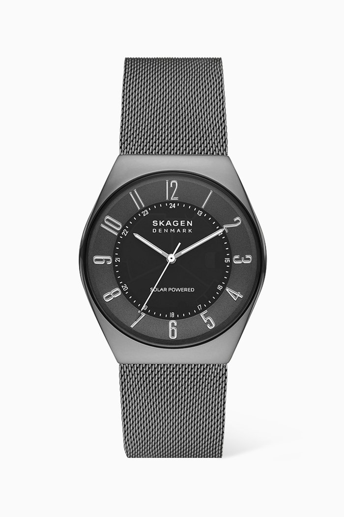 

Grenen Solar Powered Watch in Stainless Steel, 37mm, Metallic