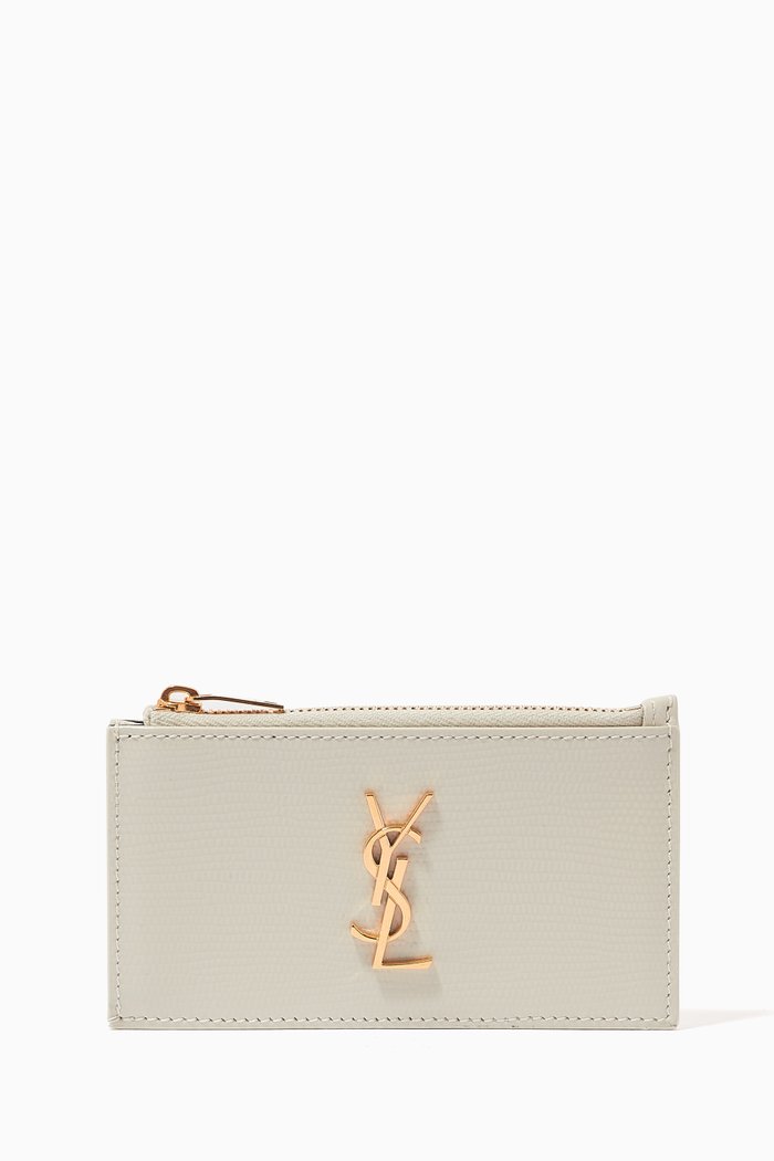 

Cassandre Zip Card Case in Leather, White