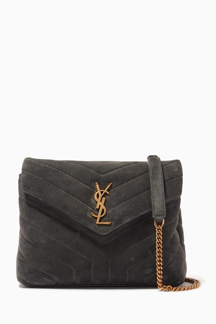 

Small Loulou Bag in "Y" Quilted-suede, Grey
