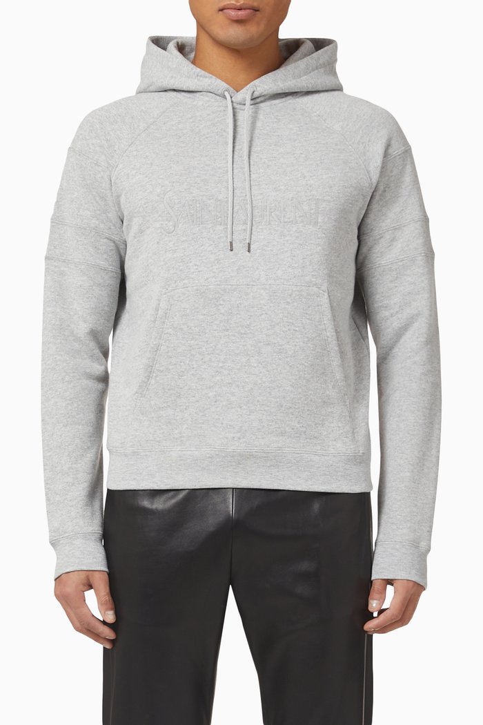 

Logo Hoodie in Cotton Fleece, Grey