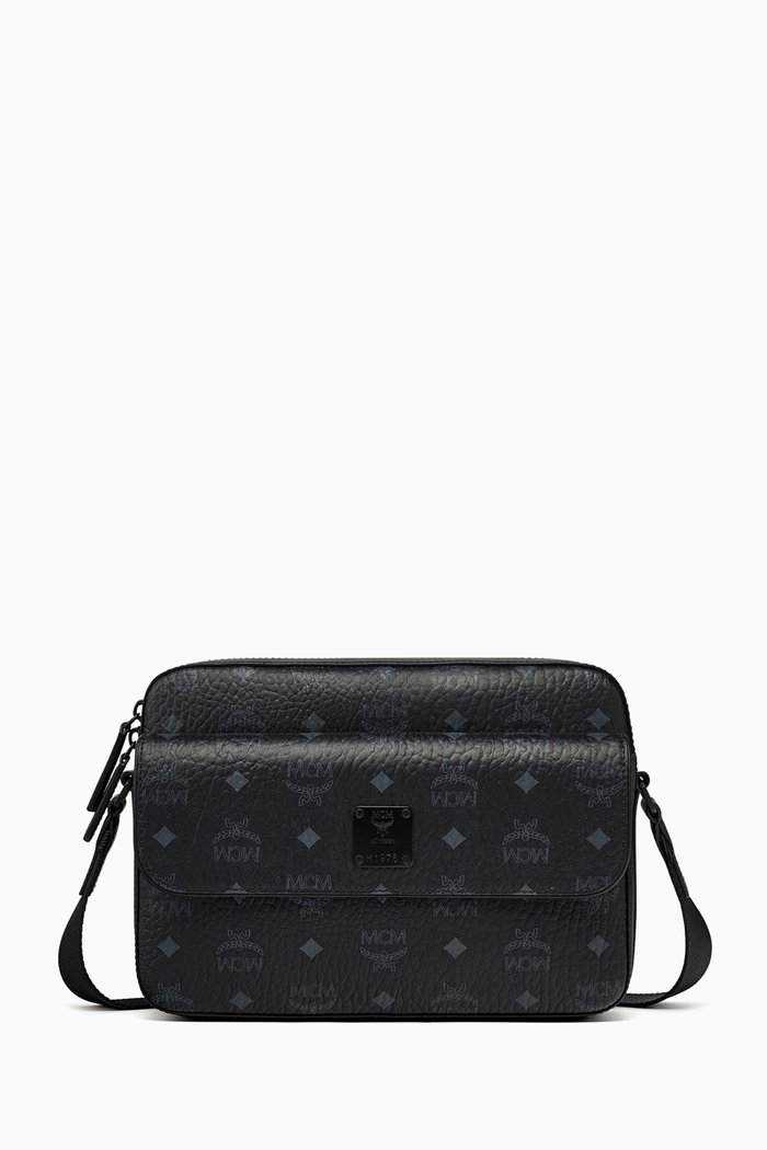 

Medium Aren Messenger Bag in Visetos, Black
