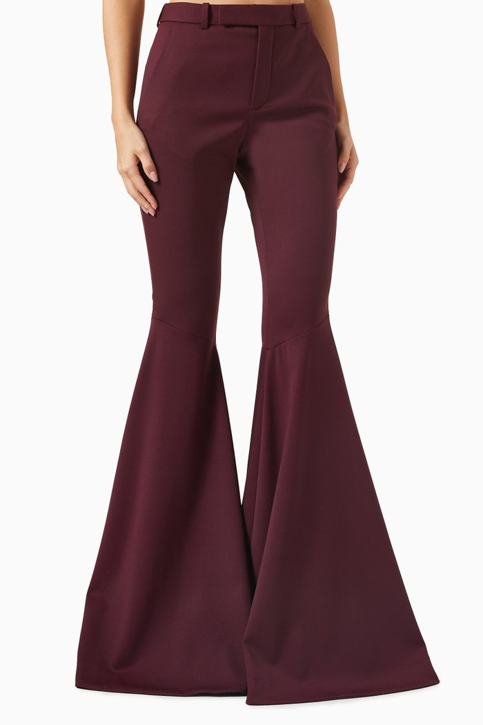 

Flared Pants in Wool Gabardine, Red