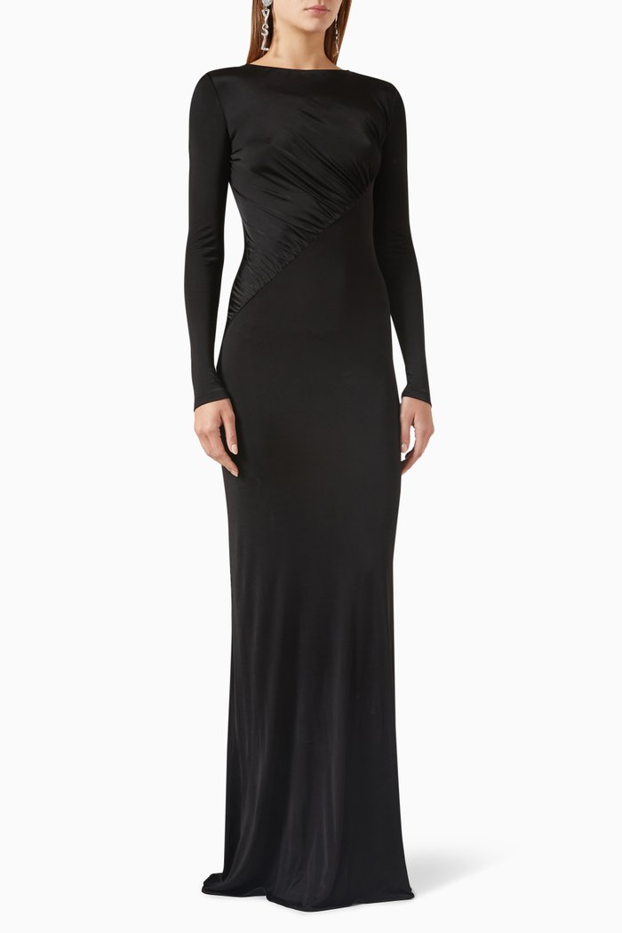 

Draped Maxi Dress in Crepe-jersey, Black