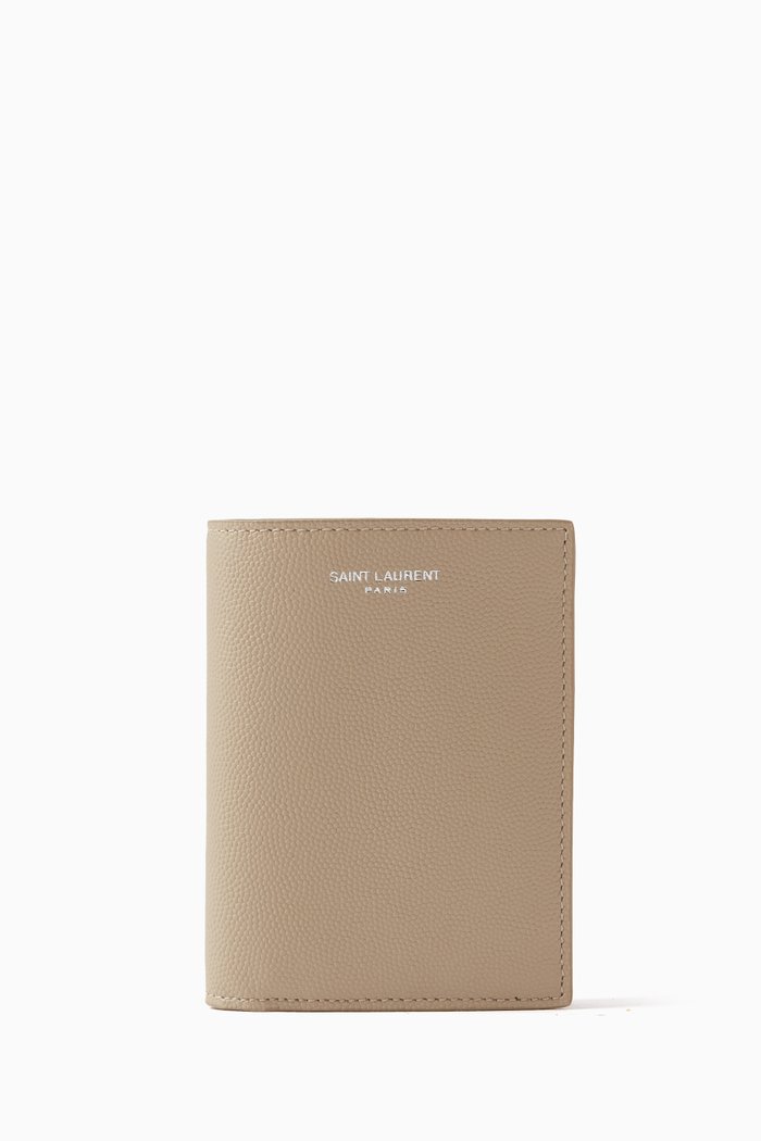 

Bi-fold Card Wallet in Grained Leather, Neutral