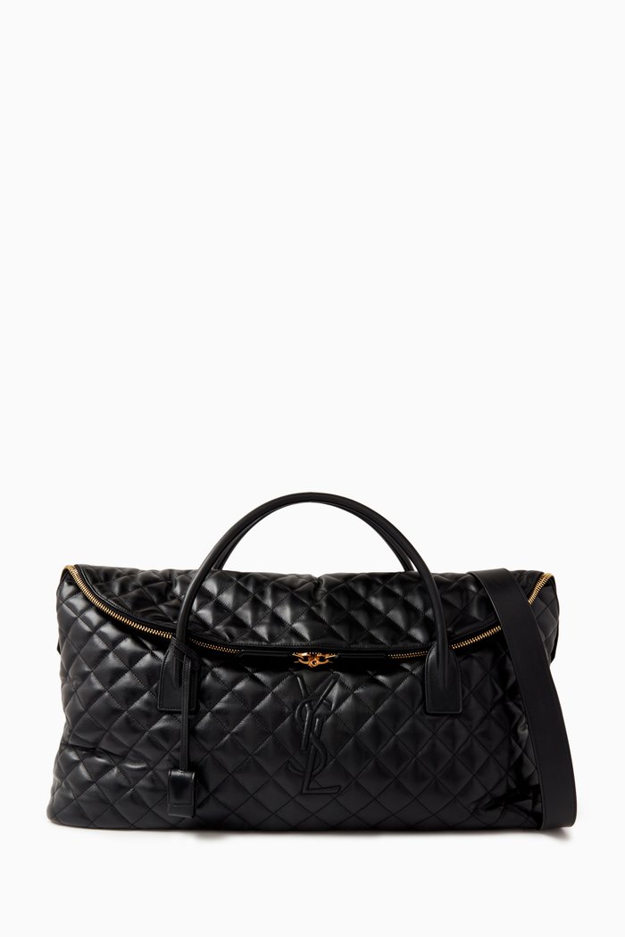 ES Giant Travel Bag in Quilted Leather, Black