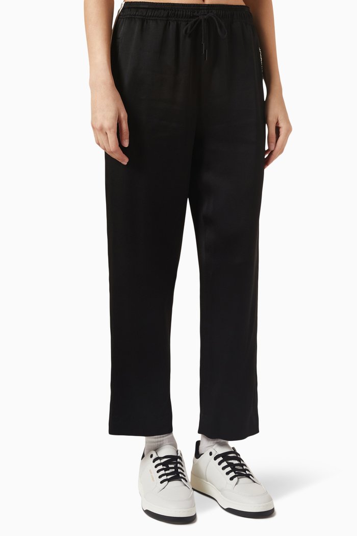 

Logo-embroidered Sweatpants in Crepe Satin, Black