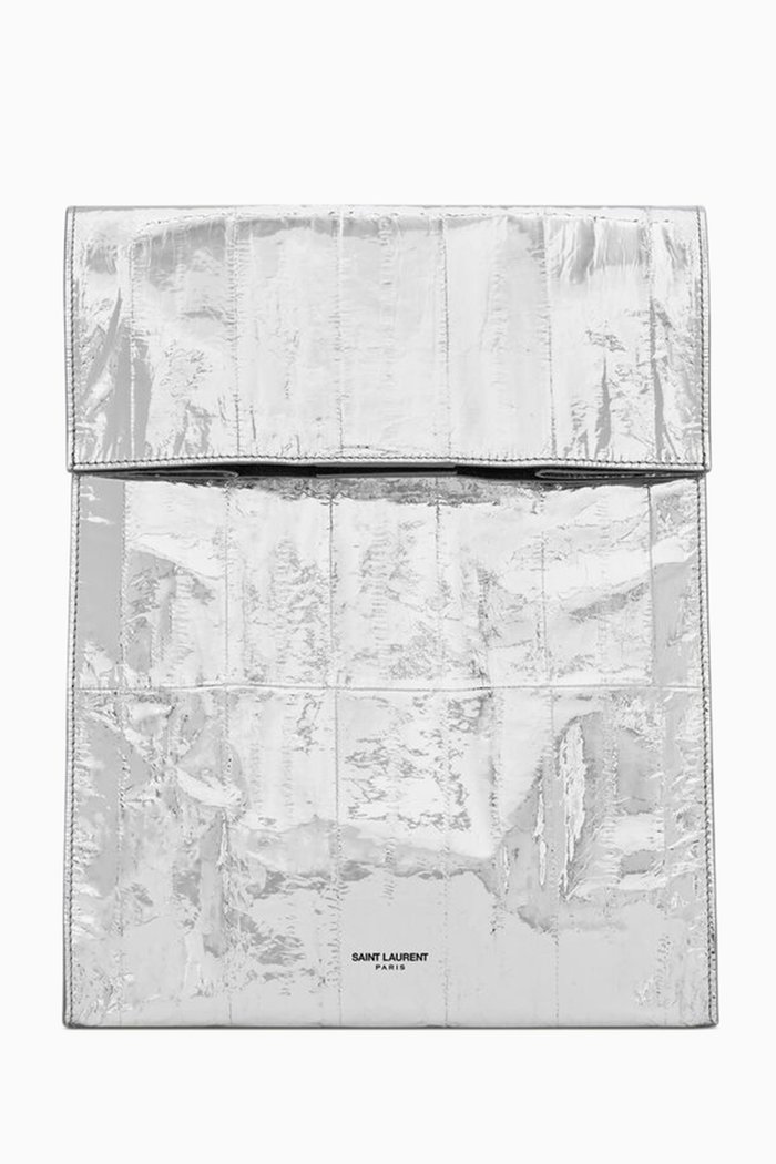 

Deli Paper Bag in Eelskin, Silver