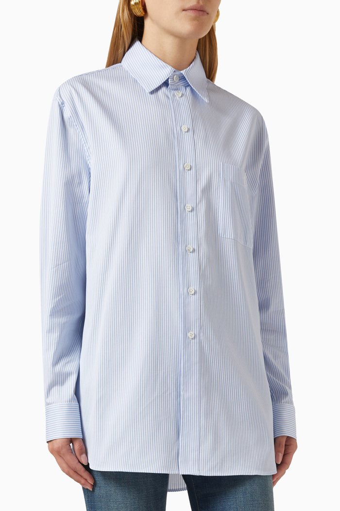 

Monogram Striped Shirt in Cotton, Blue