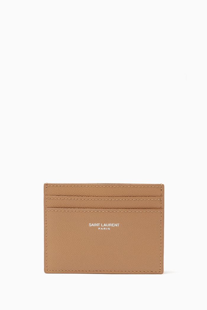 

Card Case in Grain de Poudre Embossed Leather, Brown
