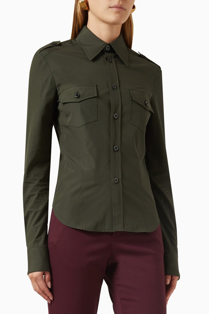 

Army Shirt in Cotton Poplin, Green