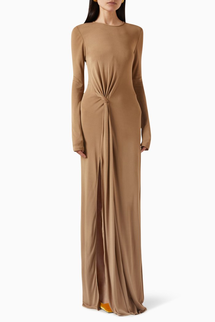 

Knotted Maxi Dress in Viscose-jersey, Neutral