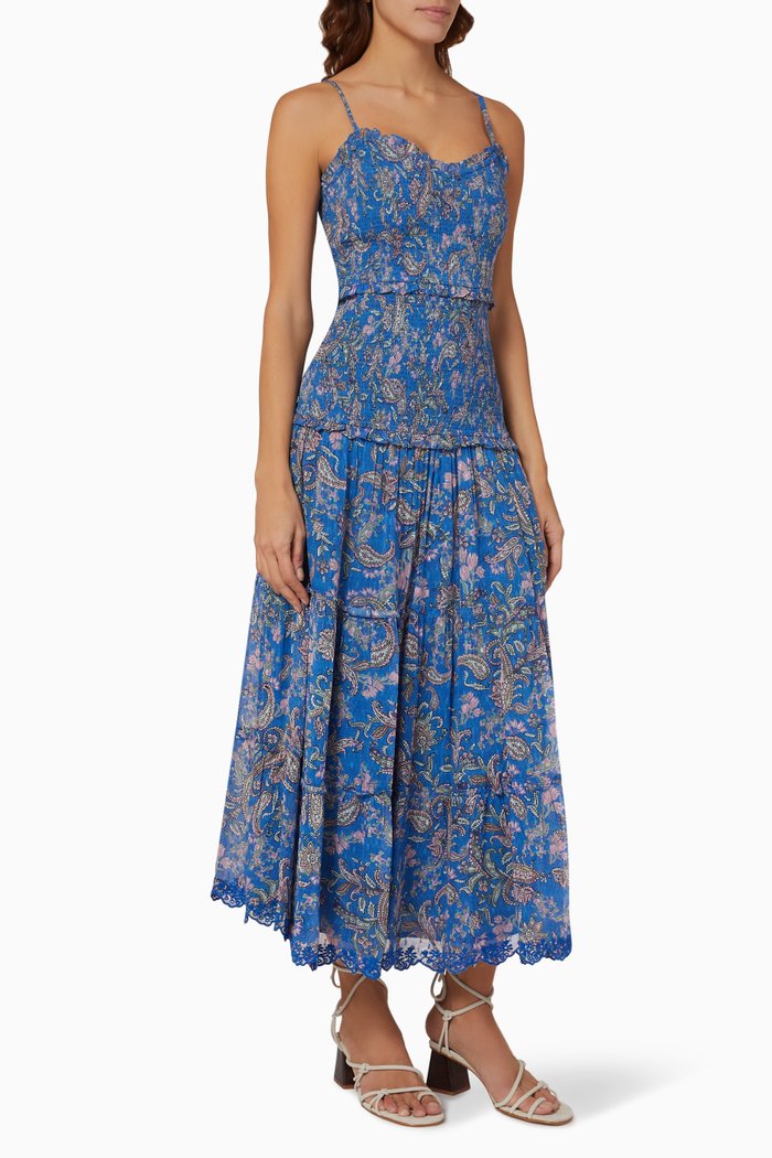 

Amyra Midi Dress in Viscose Georgette, Blue